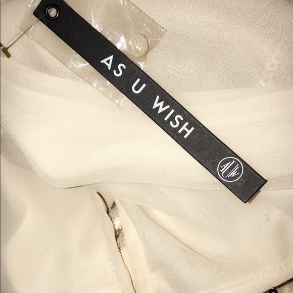 NWT As U Wish Creme Beaded Skirt Mini Dress L - Picture 7 of 7